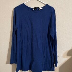 Soft Surroundings Navy Ribbed Knit Top with accordion pleated back